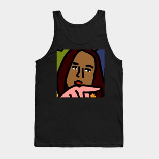 Friend of Woman Yelling at Cat Meme Detail Square Tank Top